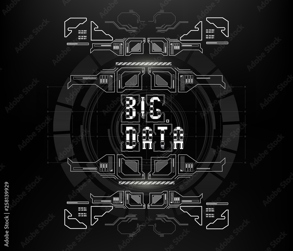 Fototapete big data. conceptual layout with hud elements for print and web. lettering with futuristic user inte