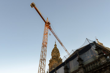 roof repair crane close up