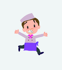 Chef running terrified.