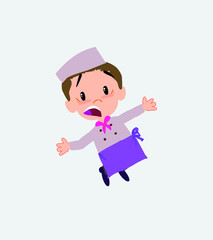 Chef jumping terrified.