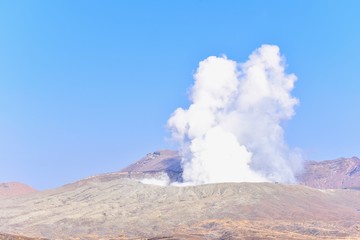 Volcano Smoke from Nakadake Peak of Mount Aso 