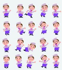 Cartoon character chef. Set with different postures, attitudes and poses, always in positive attitude, doing different activities in vector vector illustrations.