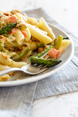 Asparagus and Salmon Penne Pasta