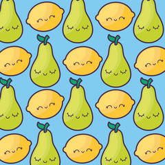 pattern of pears with oranges kawaii character