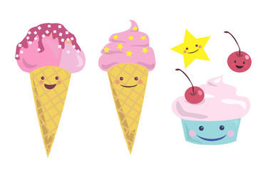 Set of vector simple ice cream.