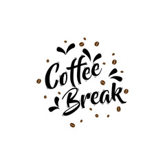 The phrase coffee break  isolated on white background - Vector