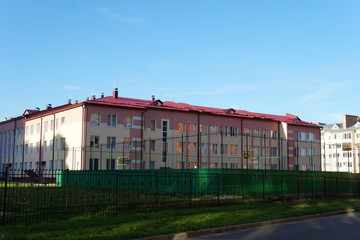 Modern condominium building real etate in city with blue sky