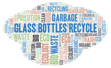 Glass Bottles Recycle word cloud.