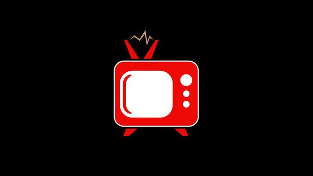 TV icon video animation. General Lightweight animation with black background.included alpha channel.