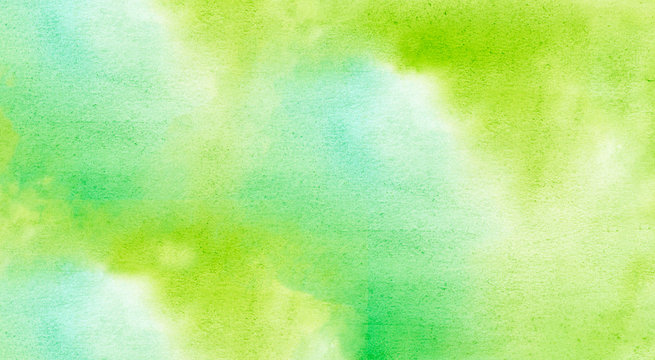 Hand painted watercolor bright green abstract background