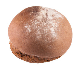 Rye bread with flour on the crust isolated on a white background