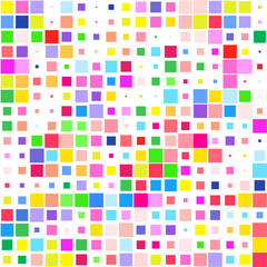 Mosaic of a bright colorful squares on a white background. 