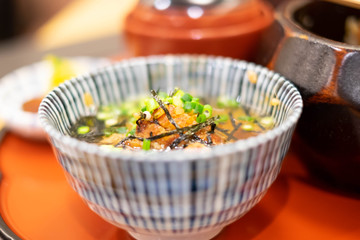 Grilled Eel on Rice, Hitsumabushi Style, Nagoya, Japan.