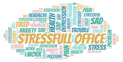 Fototapeta premium Stressfull Office word cloud.