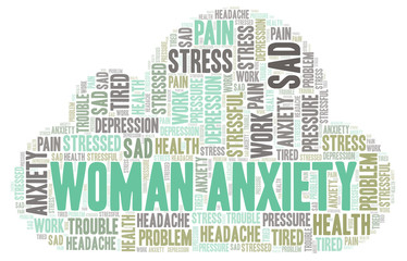 Obraz premium Woman Anxiety word cloud.
