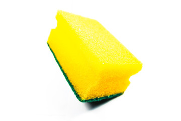Household washing sponge for cleaning isolated on white background