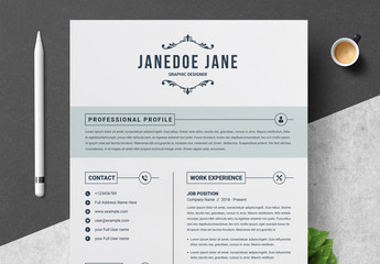 Resume, Cover Letter, and Reference Sheet Layout with Light Blue Accents