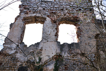 old windows from a castle ruin
