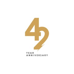 42 year Anniversary Logo Vector Template Design Illustration - obrazy, fototapety, plakaty
