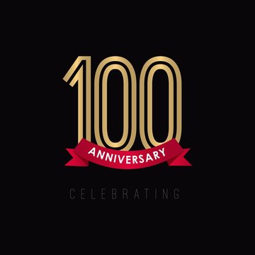 100 year Anniversary Luxury Gold Black Logo Vector Template Design Illustration