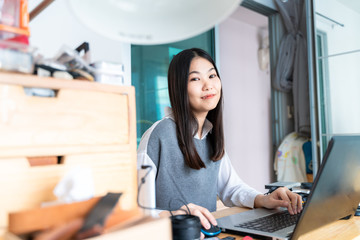 Entrepreneur business women working sale order at home workplace