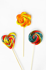 Set of colorful lollipops isolated on white background.
