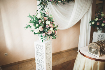 Decorations for the wedding ceremony. Beautiful flowers