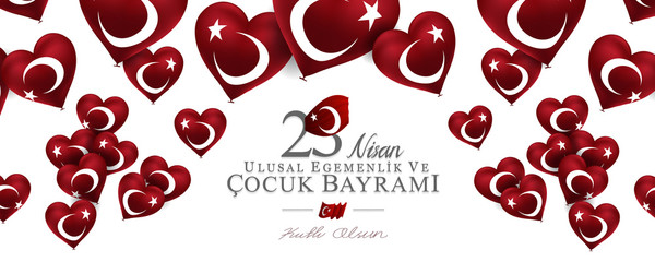 23 nisan ulusal egemenlik ve cocuk bayrami vector illustration. (23 April, National Sovereignty and Children’s Day) flying balloons