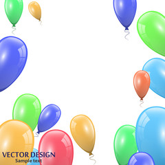 Festive banner with colorful balloons. Group of bright glossy isolated helium balloons. Vector illustration EPS10 for your design.
