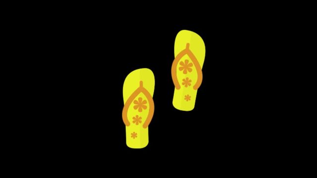 Slippers icon animation with black background. Icon design. Video Animation. 4K.