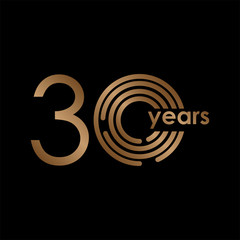Obraz premium 30 Year Anniversary Luxury Gold Black Logo Vector Template Design Illustration