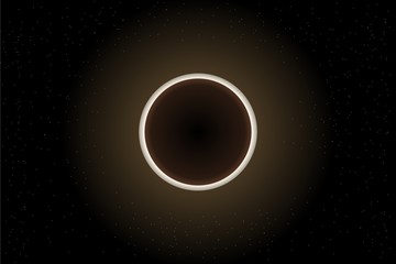 Sun eclipse dark golden with stars