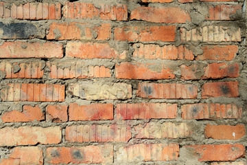 Old red brick wall background and texture close up