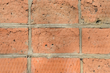 Old red brick wall background and texture close up
