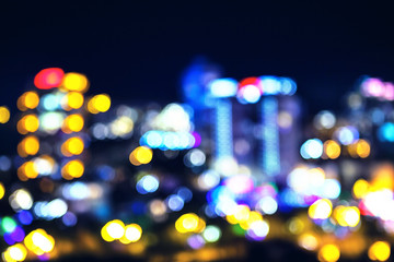 Night bokeh city light, abstract blur defocused background