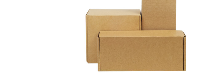 Cardboard boxes for goods on a white background. Different size. Isolated on white background.