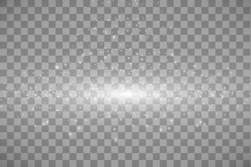 Vector white cloud glitter wave abstract illustration. White star dust trail sparkling particles isolated on transparent background. Magic concept