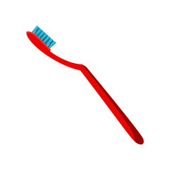 Red toothbrush illustration. Bathroom, hygiene, brush. Dental care concept. Vector illustration can be used for topics like stomatology, hygiene, daily routine