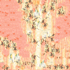 Chinese seamless watercolor pattern. Artwork. Light colors. - 258160957
