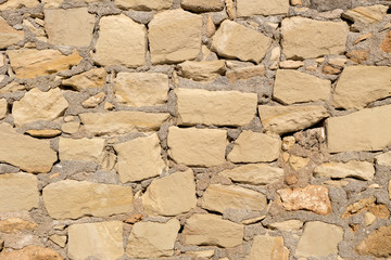 The texture of the stone wall close-up