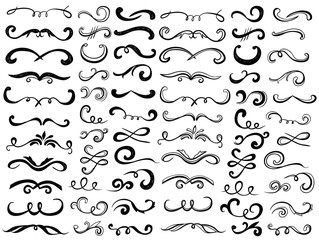 Obraz premium Set of colorful ornaments on white. Hand drawn ornate elements with abstract patterns on isolation background.