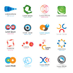 Abstract Logo Set - Isolated On White Background - Vector Illustration, Graphic Design. Collection Of Flat Icon, Logo Template, Business Sign And Science Symbol. Abstract Concept 