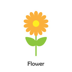 Flower in cartoon style, spring card for kid, preschool activity for children, vector illustration