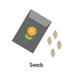 Seeds in cartoon style, spring card for kid, preschool activity for children, vector illustration