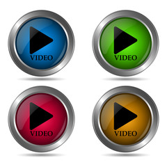 video icon. Set of round color icons.