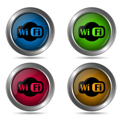 Wi fi icon. Set of round color icons.
