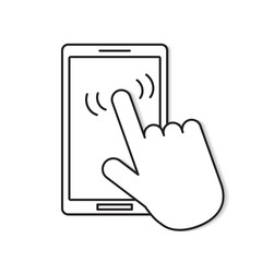 hand touching smartphone- vector illustration