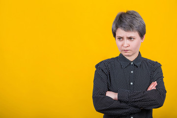 upset female introvert frowns face