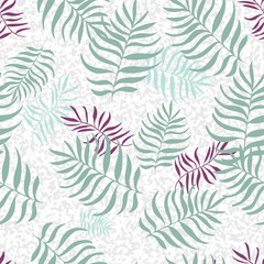 Fototapeta premium tropical palm leaves seamless pattern. Vector illustration on the white background. Vector seamless pattern. Tropical illustration. Jungle foliage. for Print, Textile, Swimwear Fabric Paper
