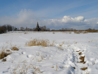 Winter view of Vitoslavlitsy. Veliky Novgorod